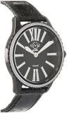 GV2 by Gevril Women Siena Stainless Steel Swiss Quartz Watch with Leather Strap, Black, 18 (Model: 11724.1)