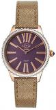 GV2 by Gevril Women Siena Stainless Steel Swiss Quartz Watch with Leather Strap, Bronze, 18 (Model: 11723.1)