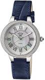 GV2 by Gevril Women Astor II Stainless Steel Swiss Quartz Watch with Leather Strap, Blue, 18 (Model: 9140-L5)