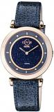 GV2 by Gevril Women's Lombardy Stainless Steel Swiss Quartz Watch with Leather Strap, Blue, 18 (Model: 14403)