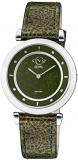 GV2 by Gevril Women&#39;s Lombardy Stainless Steel Swiss Quartz Watch with Leather Strap, Green, 18 (Model: 14400)