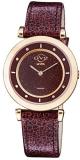 GV2 by Gevril Women's Lombardy Stainless Steel Swiss Quartz Watch with Leather Strap, Burgundy, 18 (Model: 14404)