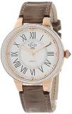 GV2 by Gevril Women Astor II Stainless Steel Swiss Quartz Watch with Leather Strap, Brown, 18 (Model: 9141-L8)