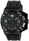 GV2 by Gevril Grande Mens Swiss Quartz Black Silicone Strap Watch, (Model: 9401)