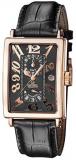 Gevril Avenue of Americas 18K Rose Gold Case Swiss Automatic GMT Black Leather Watch