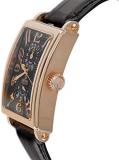 Gevril Avenue of Americas 18K Rose Gold Case Swiss Automatic GMT Black Leather Watch