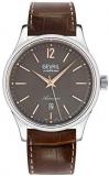 Gevril Men&#39;s Stainless Steel Automatic Watch with Leather Strap, Brown, 20 (Model: 4259A)