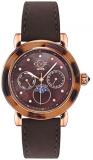 GV2 Women&#39;s Moon Valley Rose Gold Tone Swiss Quartz Watch with Suede Strap, Brown, 18 (Model: 9825.5)