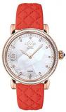 GV2 by Gevril Women's Ravenna Gold Tone Swiss Quartz Watch with Leather Calfskin Strap, Red, 18 (Model: 12601.L6)