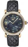 GV2 by Gevril Women's Ravenna Gold Tone Swiss Quartz Watch with Leather Calfskin Strap, Black, 18 (Model: 12605.L3)