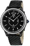 GV2 by Gevril Women Siena Stainless Steel Swiss Quartz Watch with Leather Strap, Black, 18 (Model: 11703-425.E)