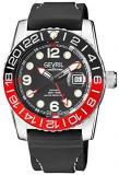 Gevril Men's Stainless Steel Swiss Automatic Watch with Rubber Strap, Black, 24 (Model: 46005)