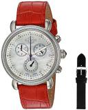 GV2 by Gevril Marsala Womens Diamond Chronograph Swiss Quartz Red Leather Band Watch, (Model: 9804)