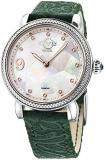 GV2 by Gevril Women's Ravenna Stainless Steel Swiss Quartz Watch with Leather Calfskin Strap, Green, 18 (Model: 12600)
