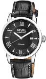 Gevril Men's Stainless Steel Swiss Automatic 3 Hands Watch with Leather Strap, Black, 20 (Model: 46301)