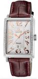 Gevril Glamour Womens Diamond Swiss Automatic Rectangle Pink Leather Strap Watch, (Model: 6208RE)