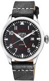 Gevril Men's Stainless Steel Automatic Watch with Leather Strap, Black, 20 (Model: 44503)