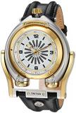 GV2 by Gevril Triton Mens Swiss Automatic Black Leather Strap Watch, (Model: 3403)