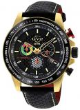 GV2 by Gevril Men's Scuderia Stainless Steel Swiss Quartz Watch with Leather Strap, Black, 20 (Model: 9922)