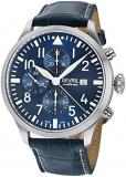 Gevril Men Vaughn Stainless Steel Swiss Automatic Chronograph Watch with Italian Leather Strap, Blue, 22 (Model: 46111)
