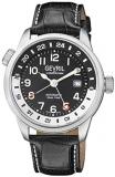 Gevril Men&#39;s Stainless Steel Automatic Watch with Leather Strap, Black, 20 (Model: 46009)