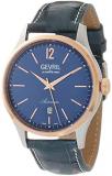 Gevril Men&#39;s Stainless Steel Automatic Watch with Italian Leather Strap, Blue, 20 (Model: 4254A-L1)