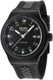 Gevril Men&#39;s Stainless Steel Swiss Quartz Watch with Rubber Strap, Black, 22 (Model: 46200)