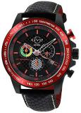 GV2 by Gevril Men's Scuderia Stainless Steel Swiss Quartz Watch with Leather Strap, Black, 20 (Model: 9925)