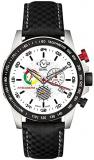 GV2 by Gevril Men's Stainless Steel Swiss Quartz Watch with Leather Strap, Black, 20 (Model: 9915)