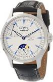 Gevril Men&#39;s Stainless Steel Swiss Mechanical Watch with Italian Leather Strap, Black, 20 (Model: 462001-L1)