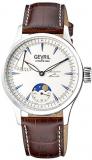 Gevril Men's Stainless Steel Swiss Mechanical Watch with Italian Leather Strap, Black, 20 (Model: 462001-L1)