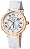 GV2 by Gevril Women's Rome Gold Tone Swiss Quartz Watch with Leather Calfskin Strap, White, 16 (Model: 12201.9)