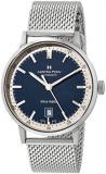 Hamilton Watch Men's American Classic Swiss Automatic Watch with Stainless Steel Strap, Silver, 20 (Model: H38425140), Blue