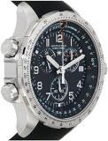 Hamilton Khaki Aviation X-Wind GMT Chronograph Quartz Watch for Men | Swiss Made | 46mm Stainless Steel Case | Black Dial Analog Watch | Sapphire Crystal with Black Rubber Strap (Model: H77912335)