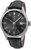 Tag Heuer Carrera Twin Time Anthracite Dial Grey Alligator Leather Mens Watch WAR2012.FC6326
