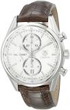 TAG Heuer Men's CAR2111.FC6291 Carrera Silver Dial Leather Strap Chronograph Watch