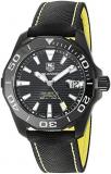 TAG Heuer Men's Aquaracracer Stainless Steel Swiss-Automatic Watch with Canvas Strap, Black, 20 (Model: WAY218A.FC6362)