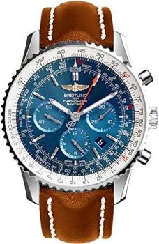 Breitling Navitimer 01 Stainless Steel on Brown Leather Strap Men's Watch AB012721/C889-443X