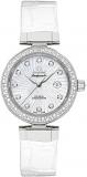 Omega Ladymatic 425.38.34.20.55.001 White MOP Dial with Diamonds White Leather