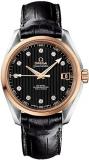 Omega Seamaster Aqua Terra Red Gold on Brown Leather Strap Diamond Watch 231.23....
