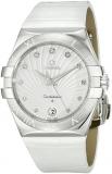 Omega Women's 123.13.35.60.52.001 Constellation Diamond-Accented Stainless Steel Watch with White Leather Band