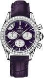 Omega DeVille Steel Case on Purple Leather Strap Diamond Watch 422.18.35.50.10.001