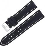 Breitling Black Leather Strap with White Stitching and a Stainless Steel Tang Buckle 22-20mm
