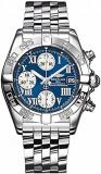 Breitling Chrono Galactic Automatic Chronograph Blue Leather Mens Watch A13358L2/C678