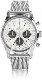 Breitling Men's Transocean Automatic Mechanical Chronograph Mercury Silver Dial Mesh Stainless Steel