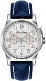 Breitling Transocean Chronograph 1915 Steel on Blue Leather Strap Men's Watch - AB141112/G799-112X