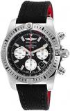Breitling Men's Chronomat 44 44mm Black Canvas Band Steel Case Automatic Analog Watch AB01154G-BD13MS