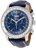 Breitling Navitimer 01 Chronograph Automatic Blue Dial Blue Leather Mens Watch AB012721-C889BLLT