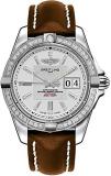 Breitling Galactic 41 Diamond Bezel Men's Watch with Brown Leather Strap A49350L...