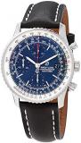 Breitling Navitimer 1 Chronograph 41 Blue Dial Steel Watch on Black Leather Stra...